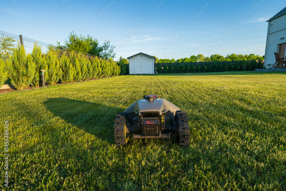 Perfectly cut lawn by robotic lawn mower