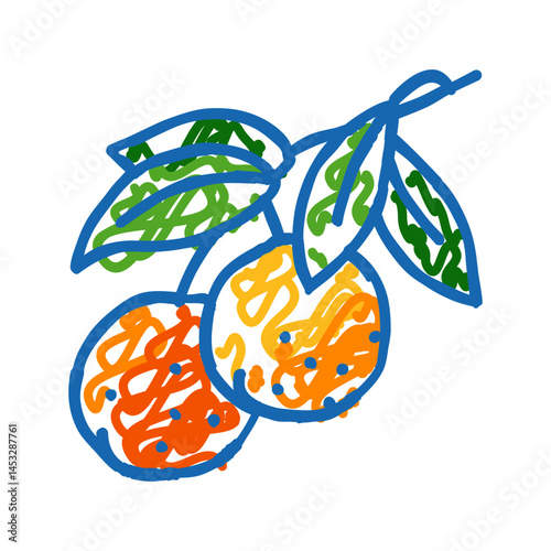 orange leaf branch icon doodle illustration