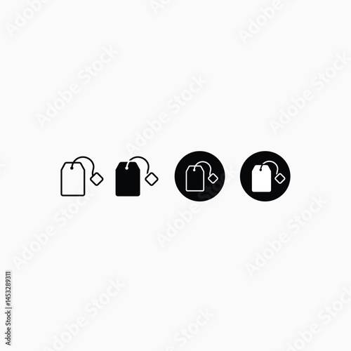 Tea bag icons in black line and filled versions fully editable vector template