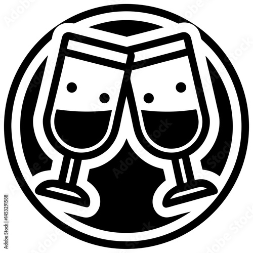 Cheers Glasses Icon Vector - Fun, celebratory toasting glasses design, perfect for party, celebration, and beverage-themed illustrations