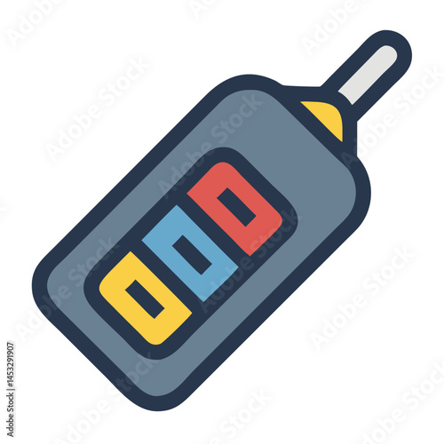 Colorful Car Key Fob Icon Vector - Vibrant, modern vehicle key fob design, perfect for automotive, technology, and security-themed illustrations