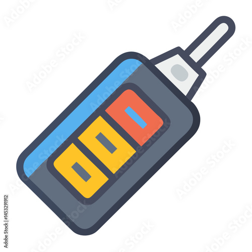 Colorful Car Key Fob Icon Vector - Vibrant, modern vehicle key fob design, perfect for automotive, technology, and security-themed illustrations