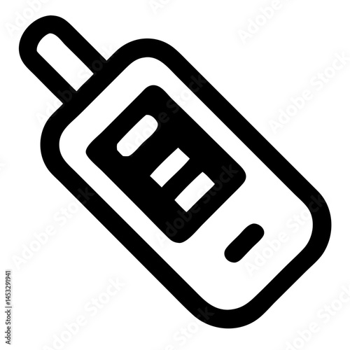 Car Key Fob Black Outline Icon - Simple, sleek vehicle key design, perfect for automotive and technology illustrations
