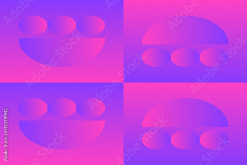 Wavy Curvy Circular and Circle Shapes and Designs Purple and Red Colors Grainy Texture Modern Abstract Background Geometric Background