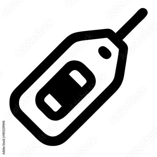 Car Key Fob Black Outline Icon - Simple, sleek vehicle key design, perfect for automotive and technology illustrations