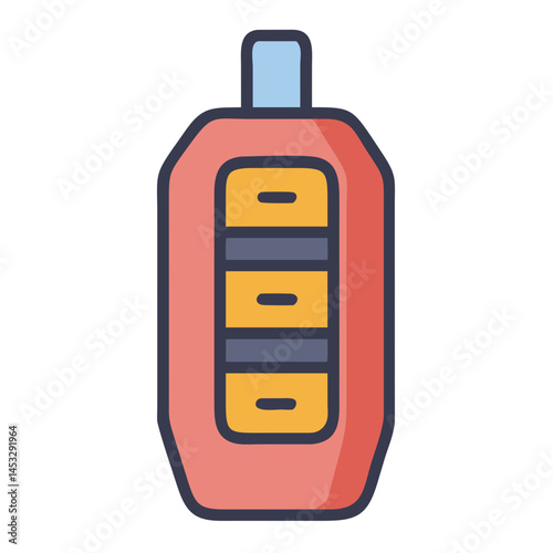 Colorful Car Key Fob Icon Vector - Vibrant, modern vehicle key fob design, perfect for automotive, security, and technology-themed illustrations
