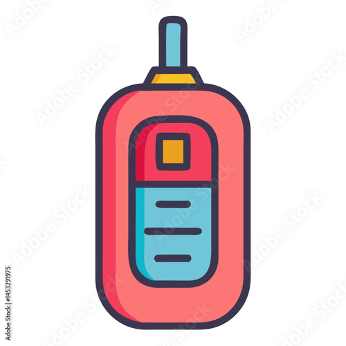 Colorful Car Key Fob Icon Vector - Vibrant, modern vehicle key fob design, perfect for automotive, security, and technology-themed illustrations