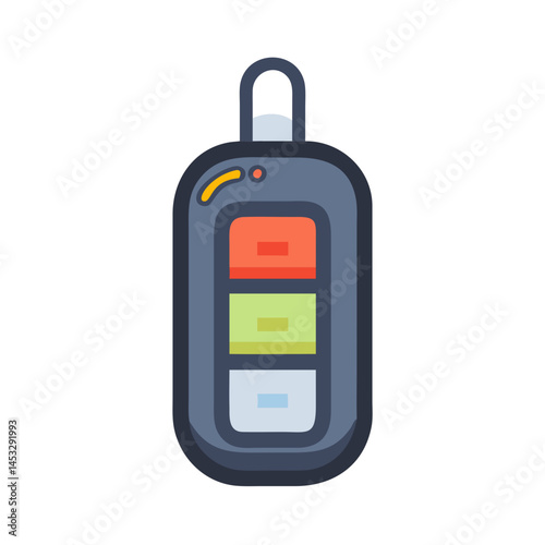 Colorful Car Key Fob Icon Vector - Modern, vibrant car key fob design with buttons, perfect for automotive, technology, and security-themed illustrations