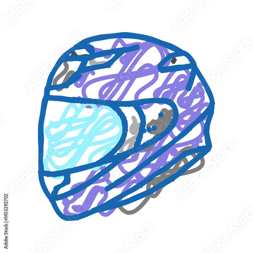 full face motorcycle helmet icon doodle illustration