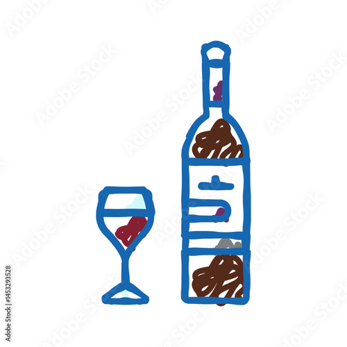 merlot red wine icon doodle illustration