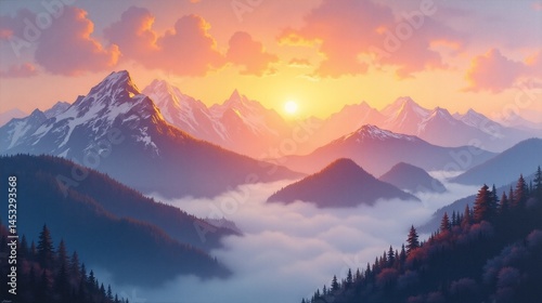 Valley of Mist: Awe-Inspiring Mountain Sunrise