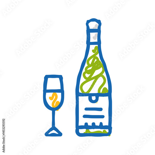 sauvignon blanc white wine icon doodle illustration