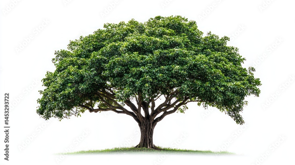 Wide-trunked tree with thick sprawling branches on white background. Wide-trunked tree with thick sprawling branches on white background.