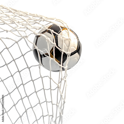 Soccer ball in the net isolated on white. Ai Generated Images