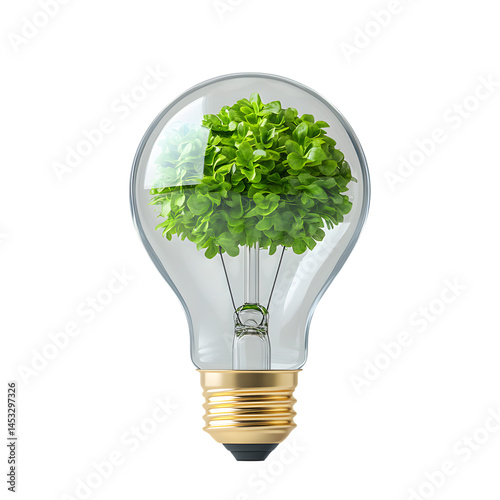 light bulb against tree isolated on white background. Ecological and energy concept. Ai Generated Images