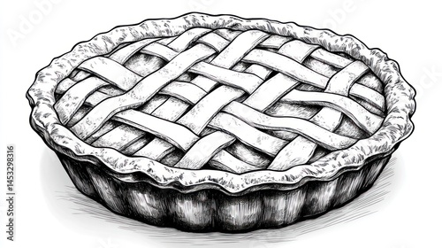 Hand drawn pie, illustration, delicious treat, perfect for cookbook, or baking guide