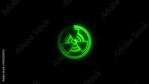 Glowing line radiation icon animation.