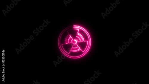Glowing line radiation icon animation.