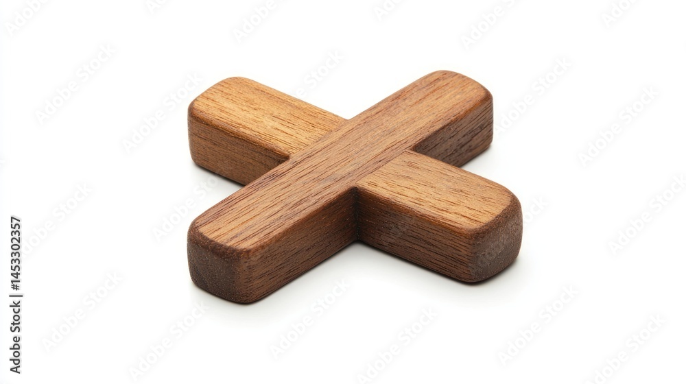 Small wooden cross with simple varnish finish on white background. Small wooden cross with simple varnish finish on white background.