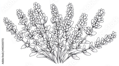 Wallpaper Mural Line art lavender sprigs, nature graphic, botanical illustration, design element, vector image, for print or web Torontodigital.ca