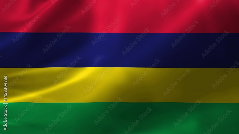 Mauritius Flag Swaying in the Breeze