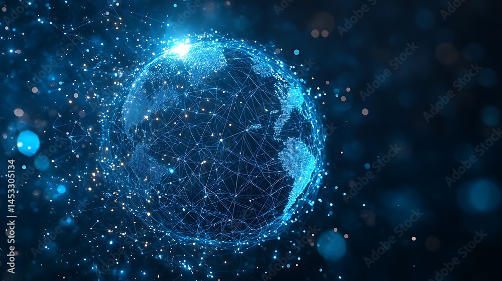 Obraz premium Digital Earth with Global Network Connections