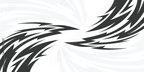 Black and White Tribal Background with Edgy Geometric Shapes and Sharp Edge
