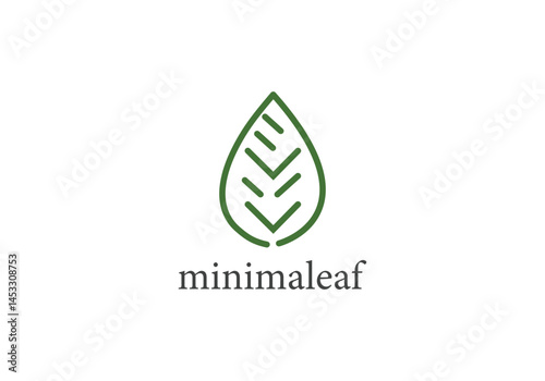 minimal leaf logo with green line art and eco brand name