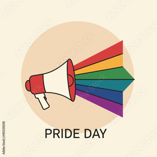 Megaphone with Rainbow Colors Representing Pride Day Celebration and LGBTQ+ Support Vector Illustration 