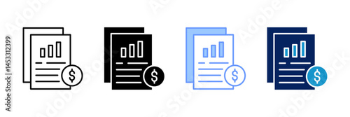 Income Statements Icon Set Multiple Style Collection