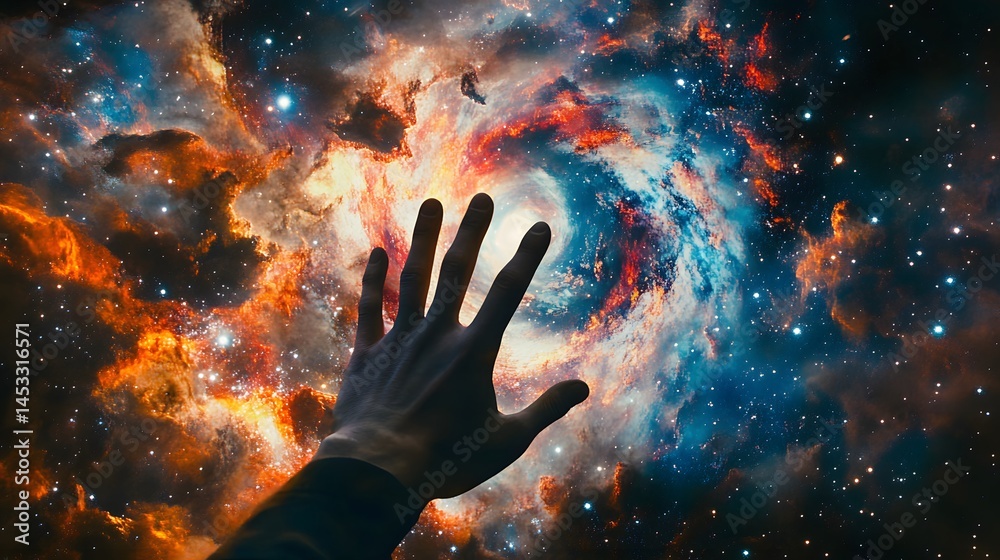 Hand Reaching Toward a Distant Galaxy Hand Reaching Toward a Distant Galaxy