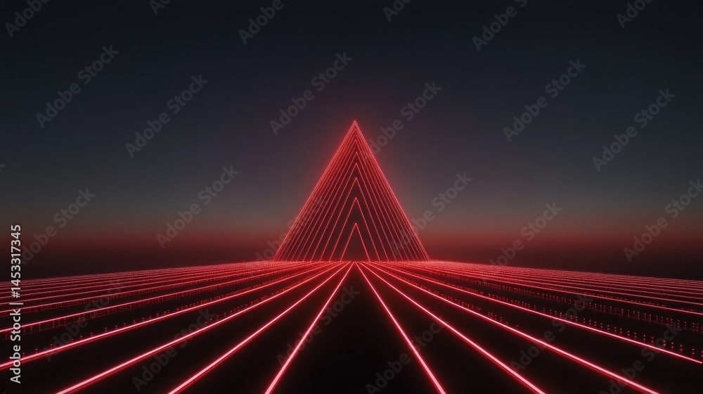 Obraz premium Neon pyramid pathway abstract design