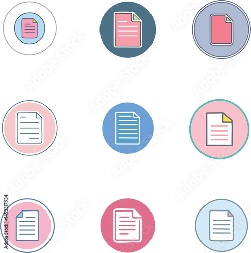 document files icons set vector illustration