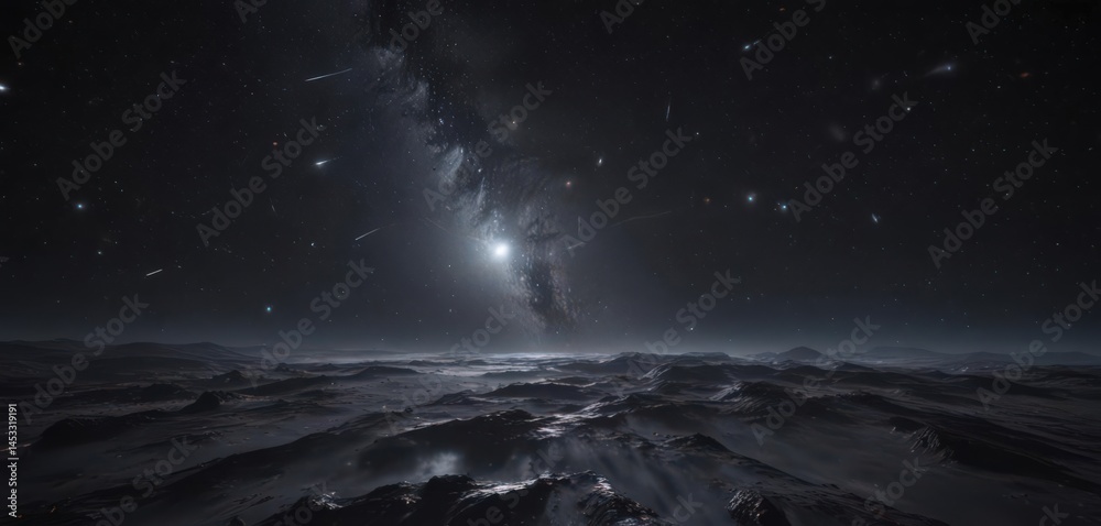 Fototapeta premium Twinkling stars scattered across a vast, dark galaxy , night sky, black