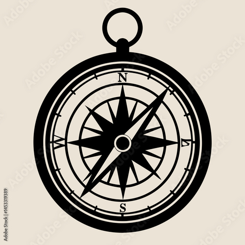 Isolated Black Compass Rose Design Vector Illustration On Light Background