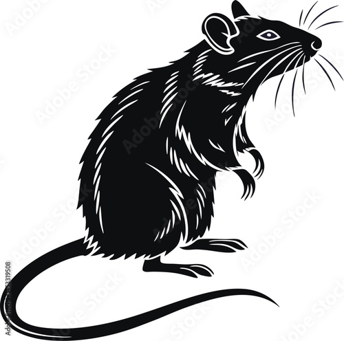 Vector silhouette of Rat on a plain white background