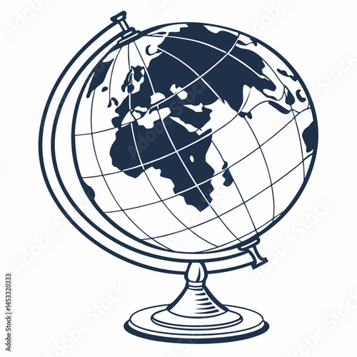 Globe Icon Vector Illustration Isolated On White Background For Education Or Travel