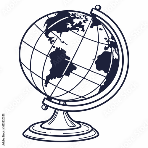 Globe Illustration World Map Geography Education Outline Learning Knowledge Vector