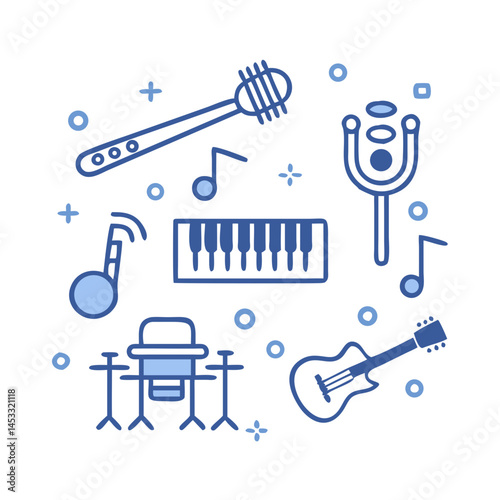 Musical Instruments Collection Line Art For Music Education Purposes