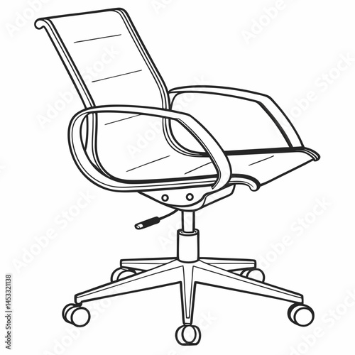 Modern Office Chair Vector Illustration With Wheels And Adjustable Lever