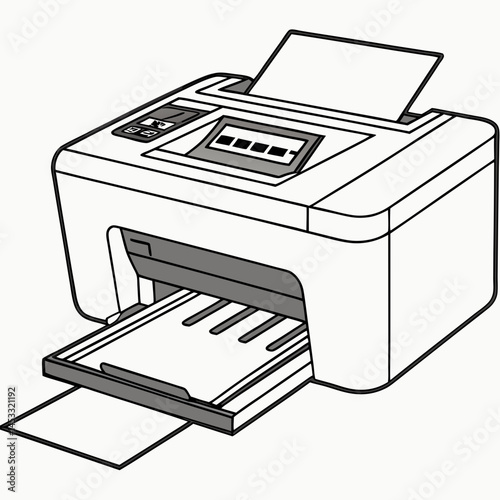 Inkjet Printer Illustration For Office Equipment And Technology Concepts