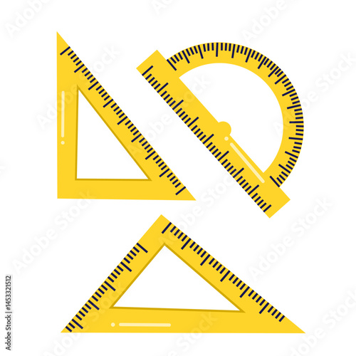 Various type of ruler set. Simple ruler set with different shape. Back to school theme. School stationery