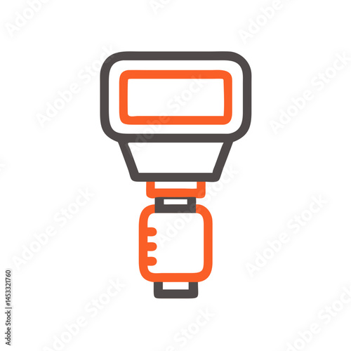 Orange Outlined Speedlight Or Camera Flash On A Black Background Graphic