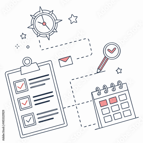 Project Planning Task Management Vector Illustration With Calendar And Checklist