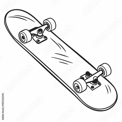 Skateboard Illustration In Black And White For Street Culture Design
