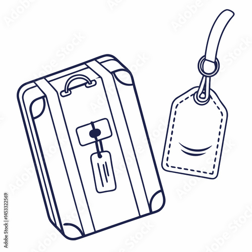 Illustration Of A Vintage Suitcase With Tags Ready For Travel
