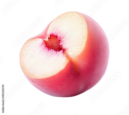 peach half - juicy red fruit slice isolated
