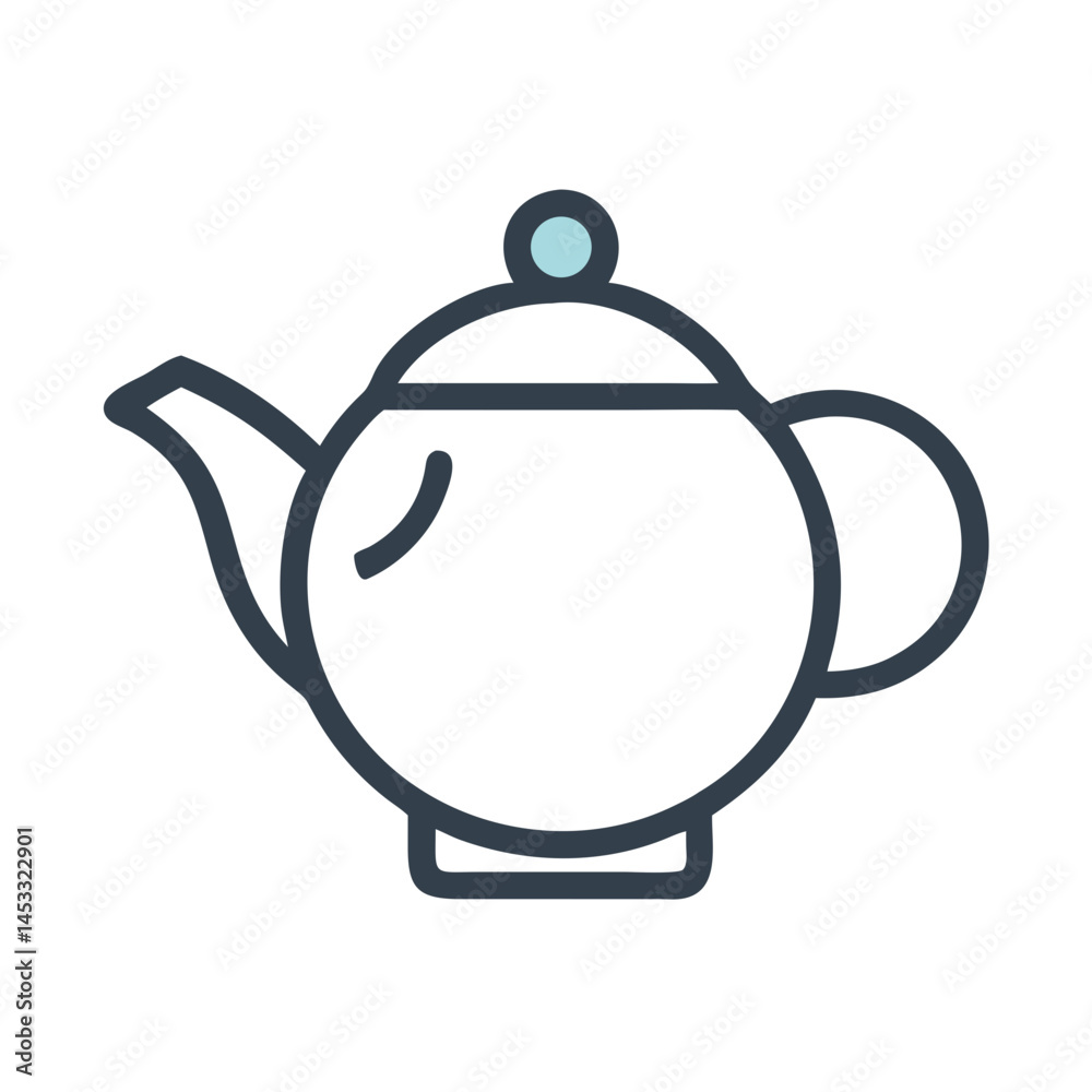 Obraz premium Simple Outlined Teapot Icon Vector Illustration On A Black Background