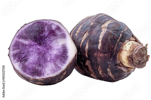 purple potatoes - cut and whole - vibrant vegetable