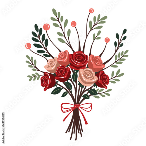 Bouquet of Red and Pink Flowers